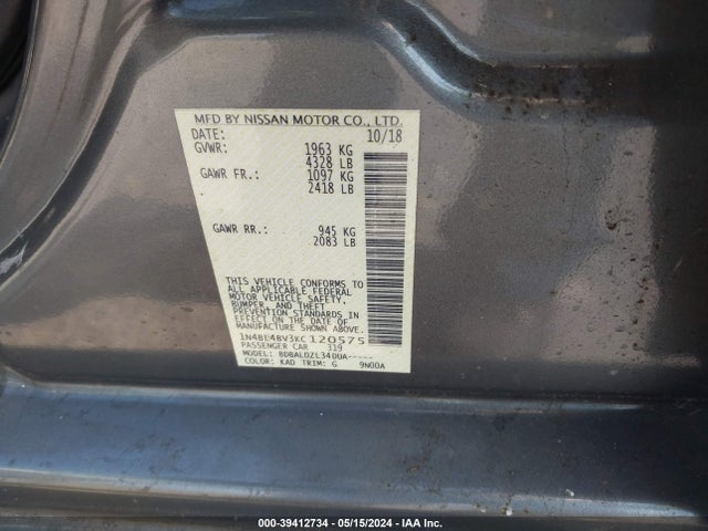 Nissan Altima 2.5 S 2019 1N4BL4BV3KC120575 Image 9