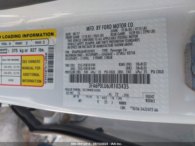 Ford Fusion Hybrid Se 2018 3FA6P0LU6JR103435 Image 9