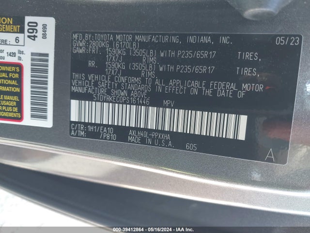 Toyota SIENNA XLE 2023 5TDYRKEC0PS161446 Image 9