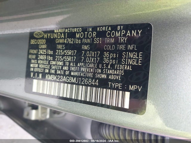 KM8K23AG8MU126844 Hyundai Kona Electric Sel