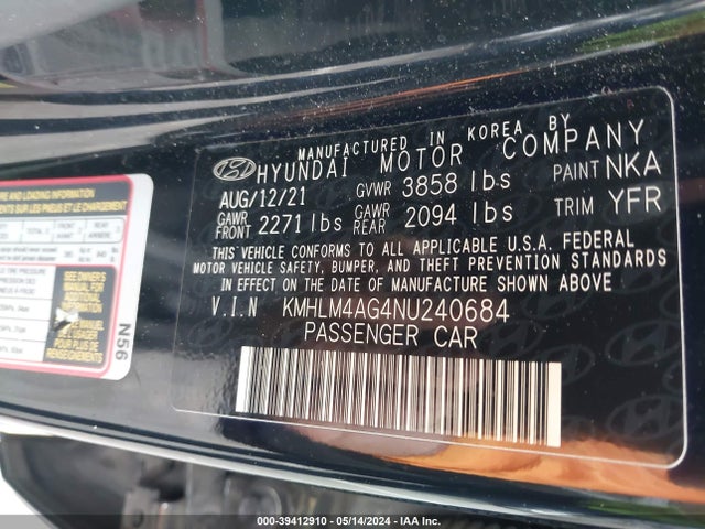 Hyundai ELANTRA SEL 2022 KMHLM4AG4NU240684 Image 9