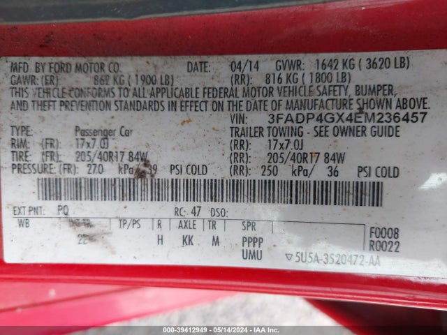 Ford FIESTA ST 2014 3FADP4GX4EM236457 Image 9