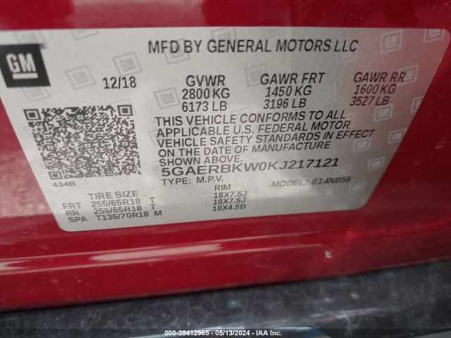 5GAERBKW0KJ217121 Buick Enclave Fwd Essence