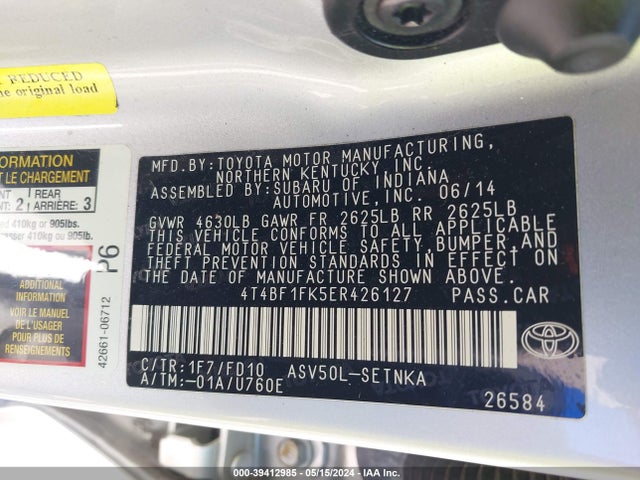 Toyota CAMRY LE 2014 4T4BF1FK5ER426127 Image 9