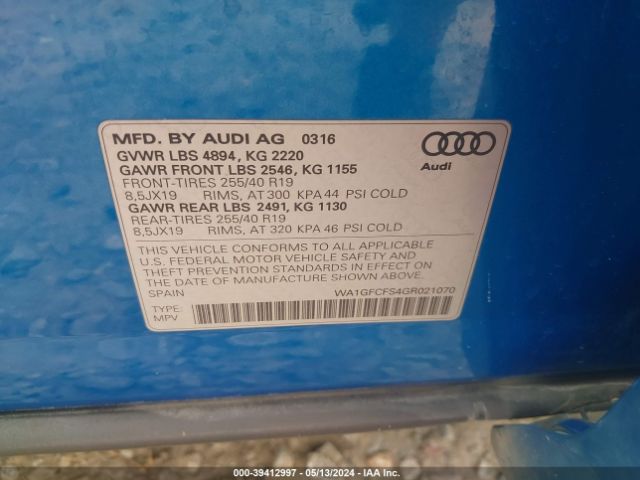 WA1GFCFS4GR021070 Audi Q3 2.0t Premium Plus