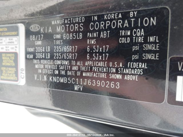 KNDMB5C11J6390263 KIA SEDONA LX