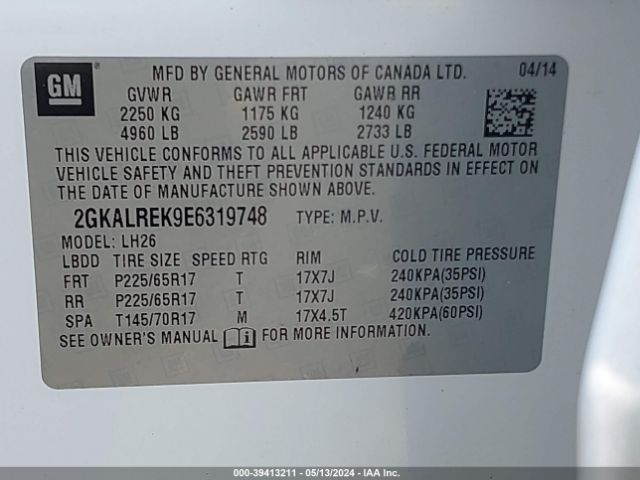 2GKALREK9E6319748 GMC Terrain Sle-2