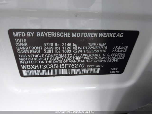 WBXHT3C35H5F76270 BMW X1 Xdrive28i