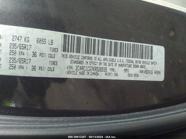 Chrysler Pacifica Lx 2019 2C4RC1CG7KR526535 Image 9