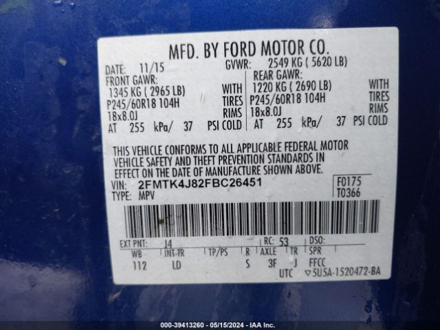 2FMTK4J82FBC26451 Ford EDGE SEL