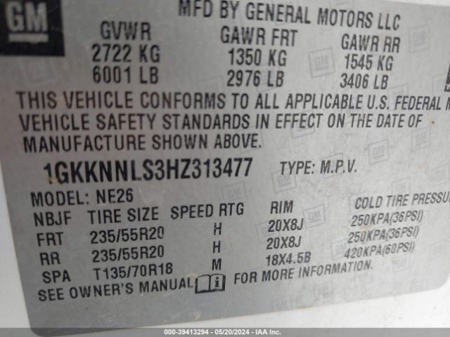 1GKKNNLS3HZ313477 GMC Acadia Slt-2