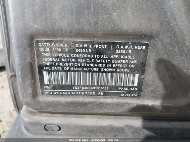 2003 SAAB 9-3 YS3FB49S631011656 Photo 8