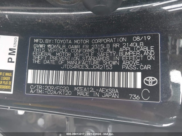 Toyota COROLLA SE 2020 JTDS4RCE3LJ042153 Image 9