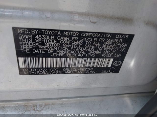 JTHBE1BL5FA011195 Lexus GS 350