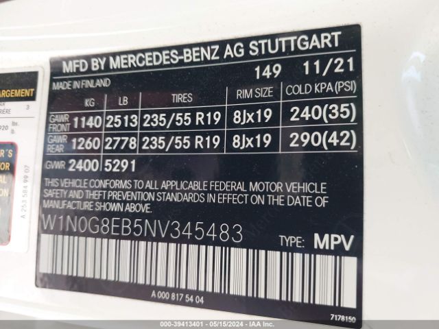W1N0G8EB5NV345483 Mercedes-Benz Glc 300 4matic Suv