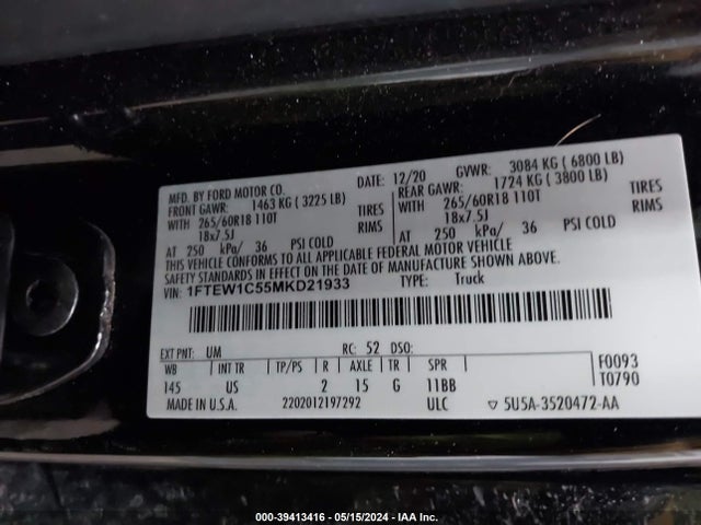 Ford F-150 Xlt 2021 1FTEW1C55MKD21933 Image 9