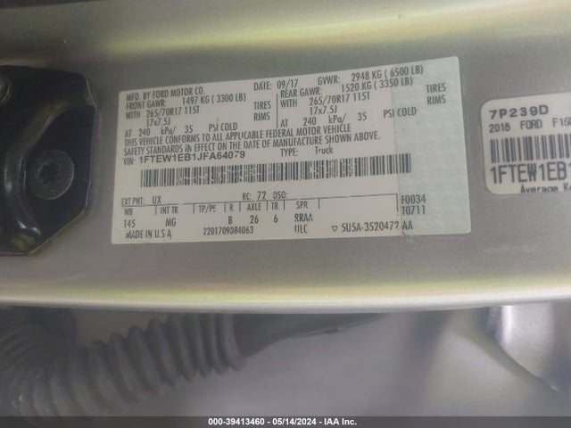 Ford F-150 Xlt 2018 1FTEW1EB1JFA64079 Image 9