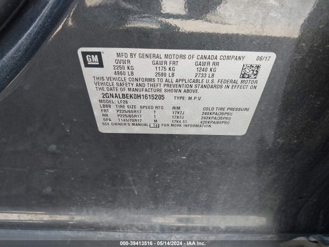 Chevrolet EQUINOX LS 2017 2GNALBEK0H1615205 Image 9