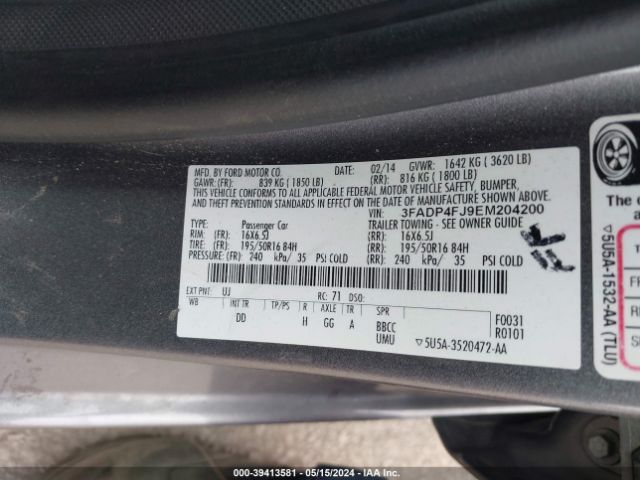 3FADP4FJ9EM204200 Ford Fiesta Titanium