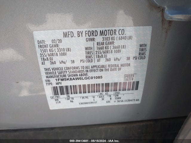 1FM5K8AW6LGC01085 Ford Police Interceptor Utility