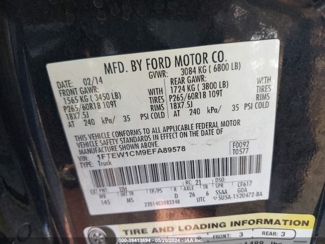 Ford F-150 Xlt 2014 1FTEW1CM9EFA89578 Image 9