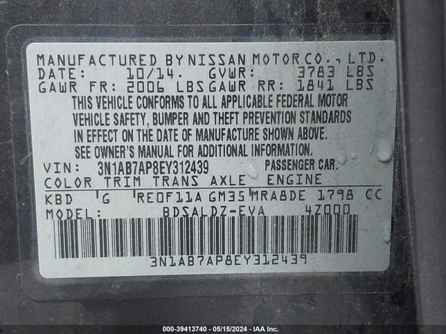 Nissan SENTRA SV 2014 3N1AB7AP8EY312439 Image 9