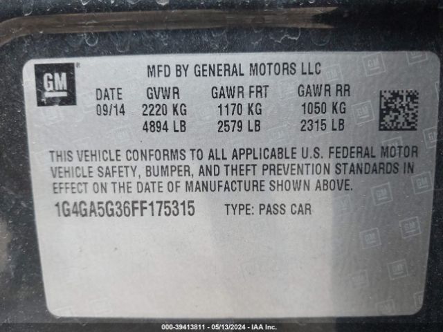 1G4GA5G36FF175315 Buick Lacrosse