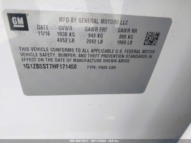 Chevrolet MALIBU LS 2017 1G1ZB5ST7HF171450 Image 9