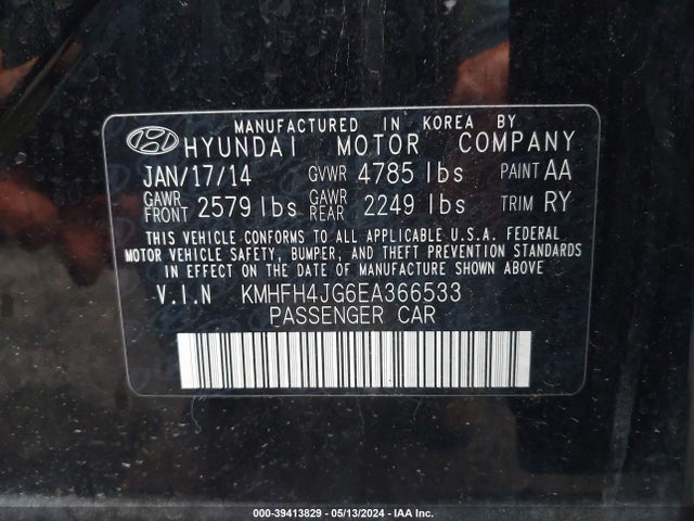 Hyundai Azera Limited 2014 KMHFH4JG6EA366533 Image 9