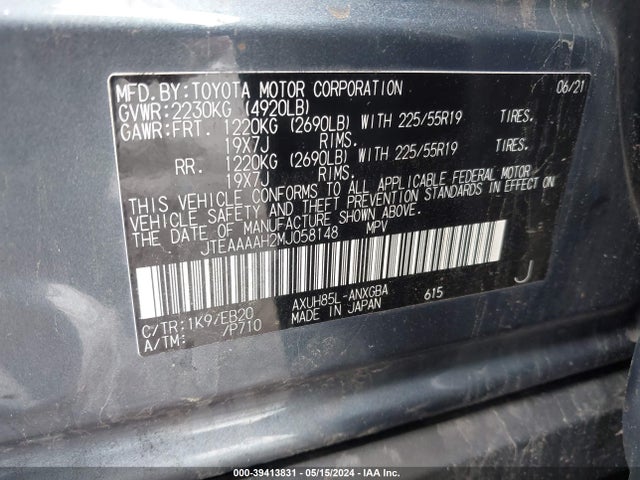 Toyota Venza Xle 2021 JTEAAAAH2MJ058148 Image 9