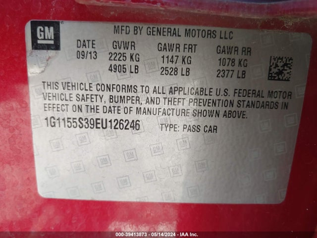 Chevrolet IMPALA 2LZ 2014 1G1155S39EU126246 Image 9