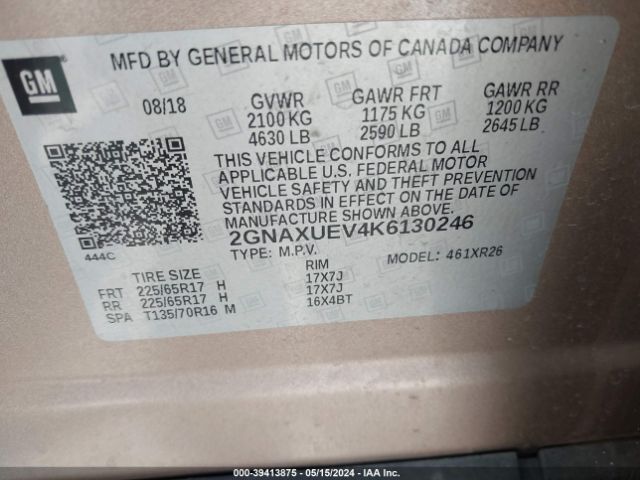 2GNAXUEV4K6130246 Chevrolet EQUINOX LT