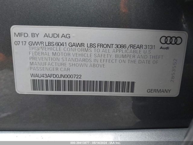 2018 AUDI A8 L WAU43AFD0JN000722 Photo 8