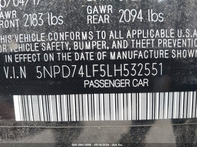 Hyundai ELANTRA SE 2020 5NPD74LF5LH532551 Image 9