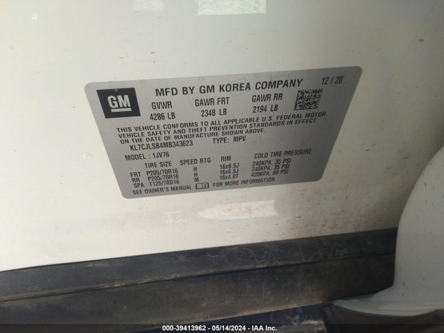 Chevrolet Trax Fwd Lt 2021 KL7CJLSB4MB343623 Image 9