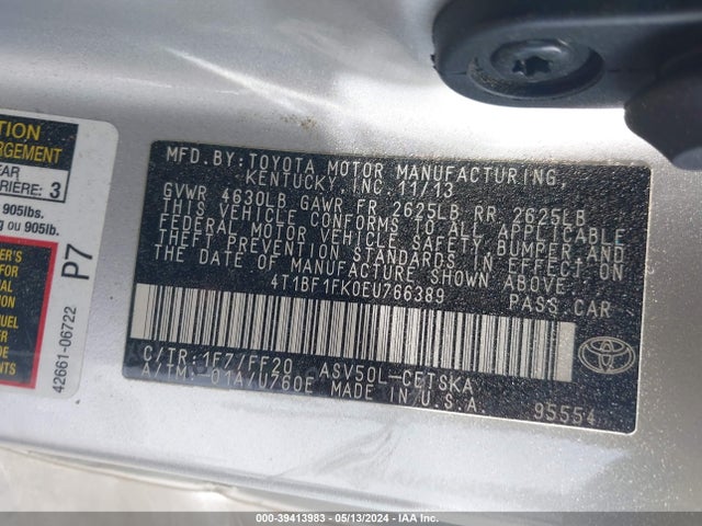 Toyota CAMRY SE 2014 4T1BF1FK0EU766389 Image 9