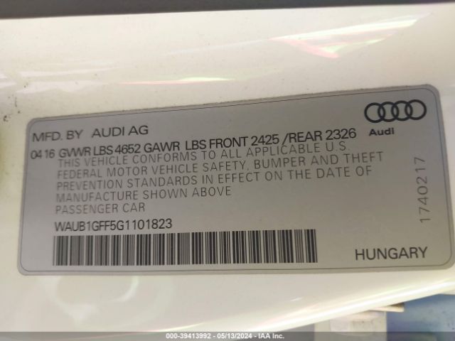 WAUB1GFF5G1101823 Audi S3 2.0t Premium Plus