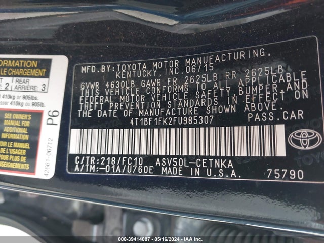 Toyota CAMRY LE 2015 4T1BF1FK2FU985307 Image 9