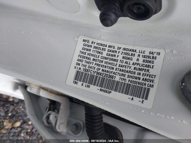 Honda Civic Touring 2019 19XFC1F96KE203661 Image 9
