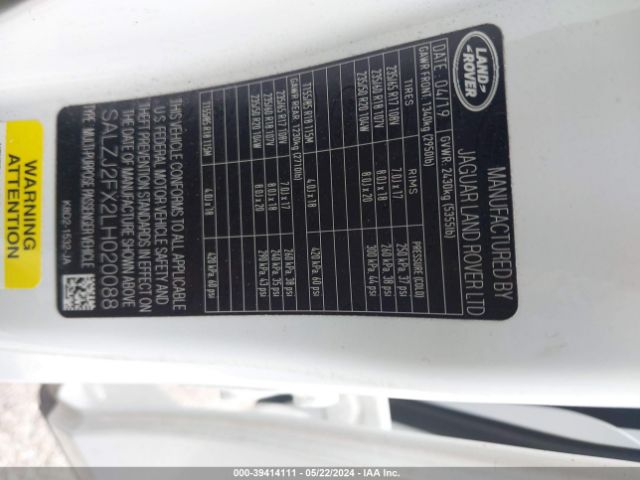 SALZJ2FX2LH020088 Land Rover Range Rover Evoque S