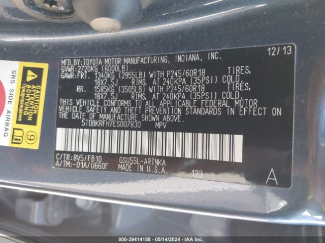 5TDBKRFH7ES007830 Toyota Highlander Le V6