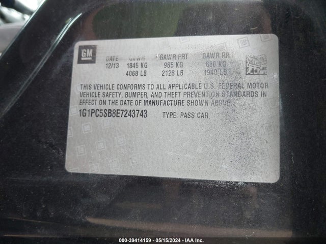 Chevrolet Cruze 1lt Auto 2014 1G1PC5SB8E7243743 Image 9