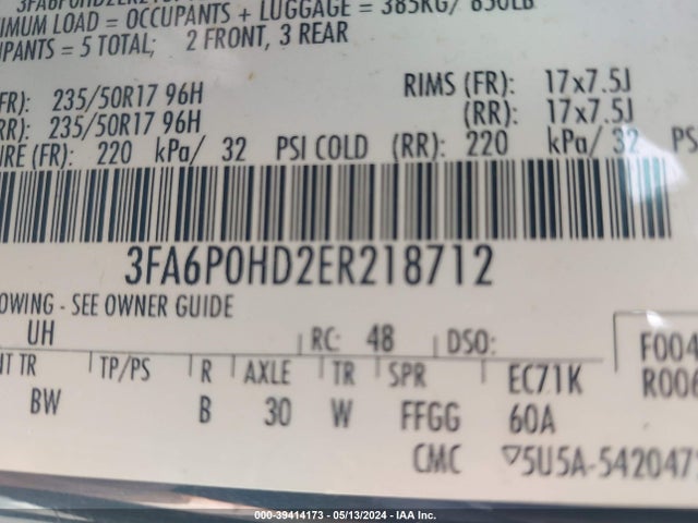 Ford FUSION SE 2014 3FA6P0HD2ER218712 Image 9