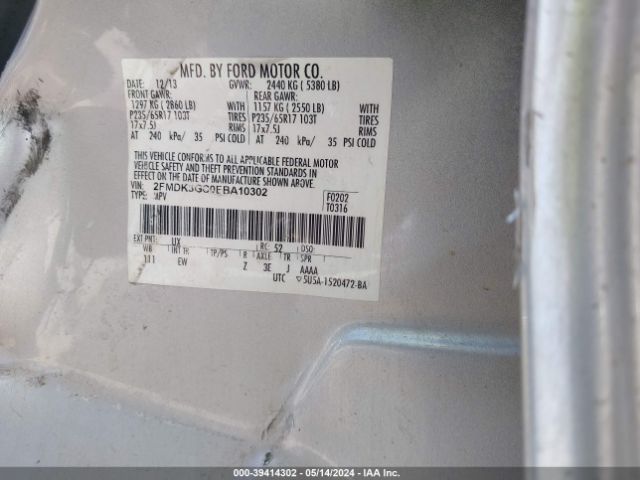 2FMDK3GC0EBA10302 Ford EDGE SE