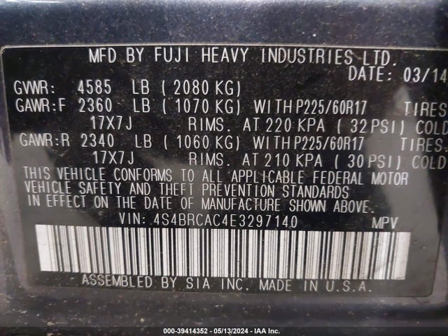 4S4BRCAC4E3297140 Subaru Outback 2.5i