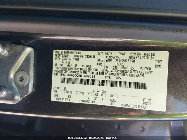 Ford ESCAPE SE 2017 1FMCU0GD2HUA09695 Image 9