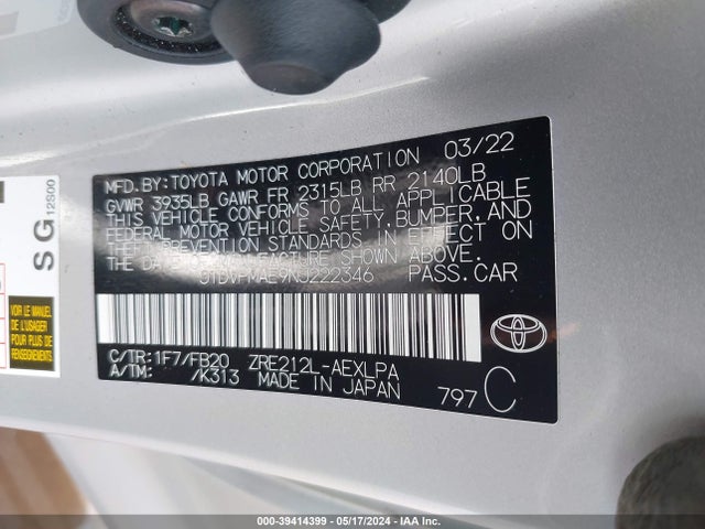 Toyota COROLLA LE 2022 JTDVPMAE9NJ222346 Image 9