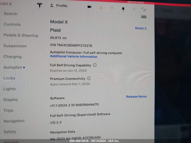 7SAXCBE68PF373378 Tesla Model X Plaid Tri Motor All-wheel Drive