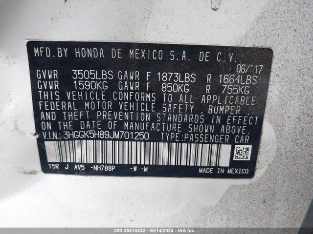 Honda FIT EX 2018 3HGGK5H89JM701250 Image 9