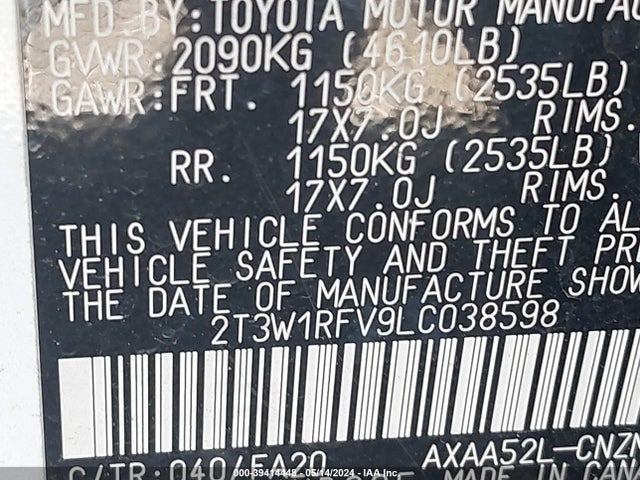 Toyota Rav4 Xle 2020 2T3W1RFV9LC038598 Image 9